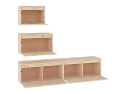 Móveis de TV 4 pcs madeira de pinho maciça PT697782^ Móvel De Tv