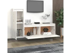 Móvel De Tv| Móveis de TV 2 pcs madeira de pinho maciça PT182218 Branco