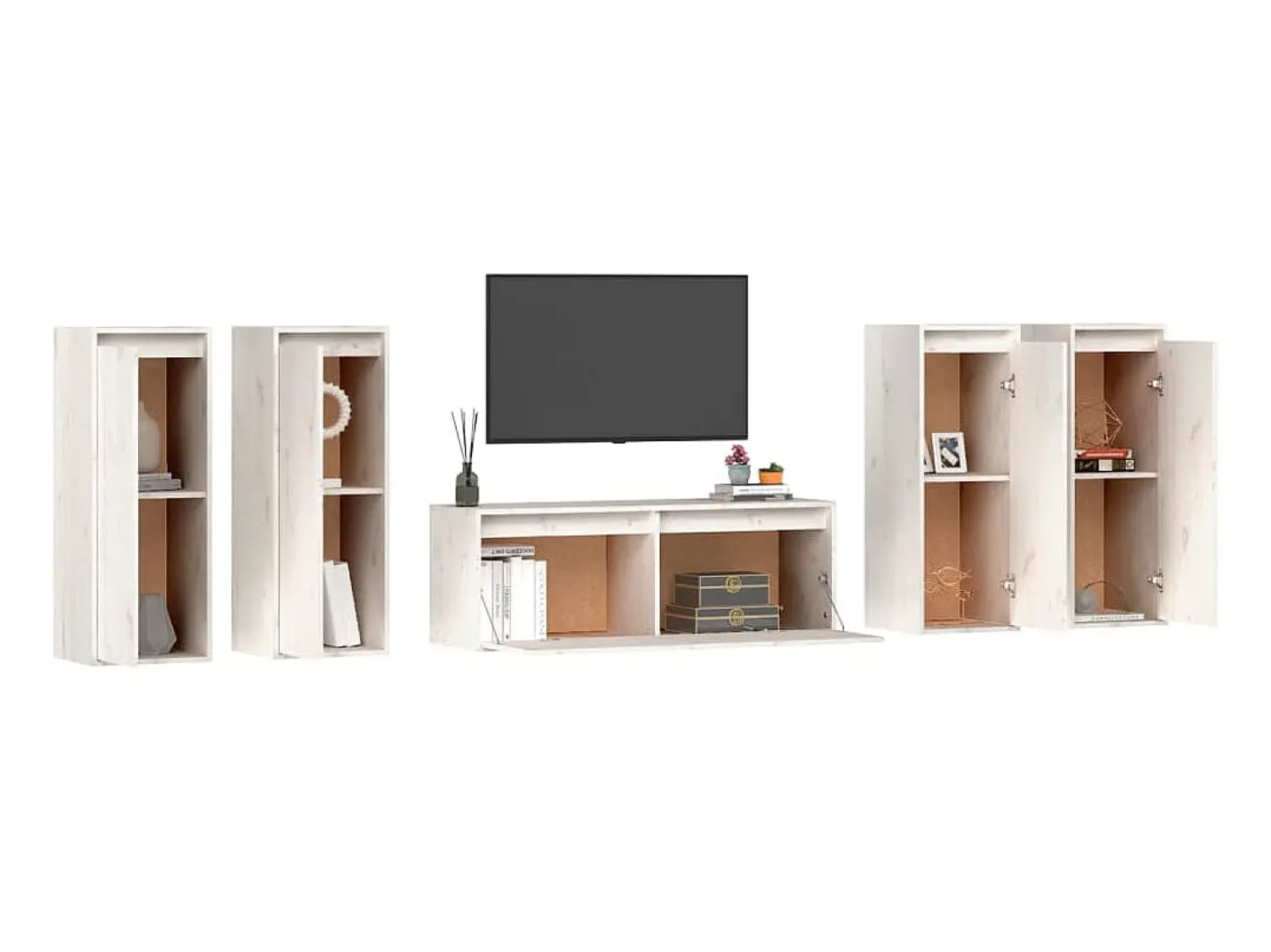 Sale Móveis de TV 5 pcs madeira de pinho maciça PT110014 Branco