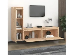 Móveis de TV 3 pcs madeira de pinho maciça PT255536 Castanho