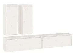 Móvel De Tv| Móveis de TV 4 pcs madeira de pinho maciça PT885164 Branco