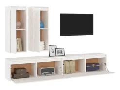 Móvel De Tv| Móveis de TV 4 pcs madeira de pinho maciça PT885164 Branco
