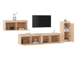 Hot Móveis de TV 4 pcs madeira de pinho maciça PT664471 Castanho