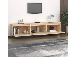 Móvel De Tv| Móveis de TV 3 pcs madeira de pinho maciça PT397186 Castanho