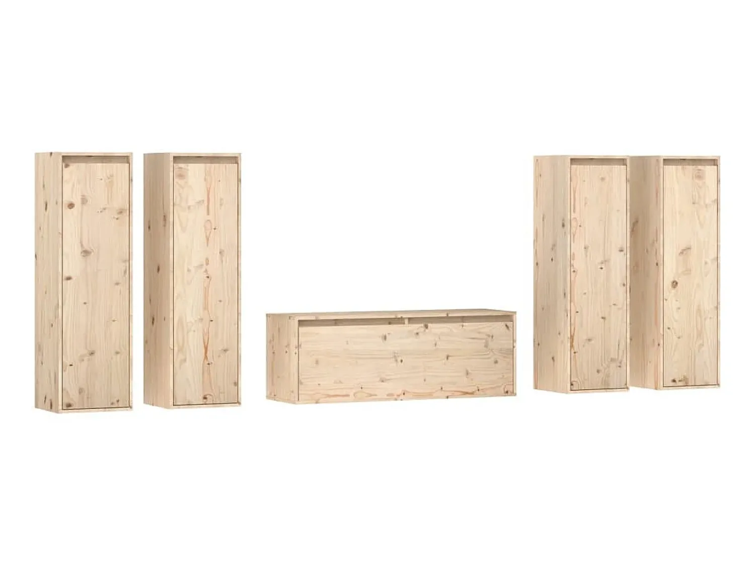 Best Móveis de TV 5 pcs madeira de pinho maciça PT604582 Castanho
