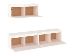 Móvel De Tv* Móveis de TV 3 pcs madeira de pinho maciça PT408526 Branco