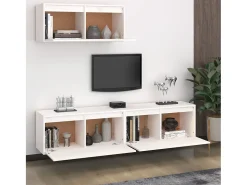 Móvel De Tv* Móveis de TV 3 pcs madeira de pinho maciça PT408526 Branco