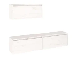 Móvel De Tv* Móveis de TV 3 pcs madeira de pinho maciça PT408526 Branco