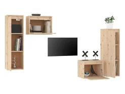 Móvel De Tv| Móveis de TV 4 pcs madeira de pinho maciça PT709940 Castanho