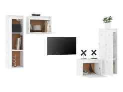 Móvel De Tv* Móveis de TV 4 pcs madeira de pinho maciça PT339109 Branco