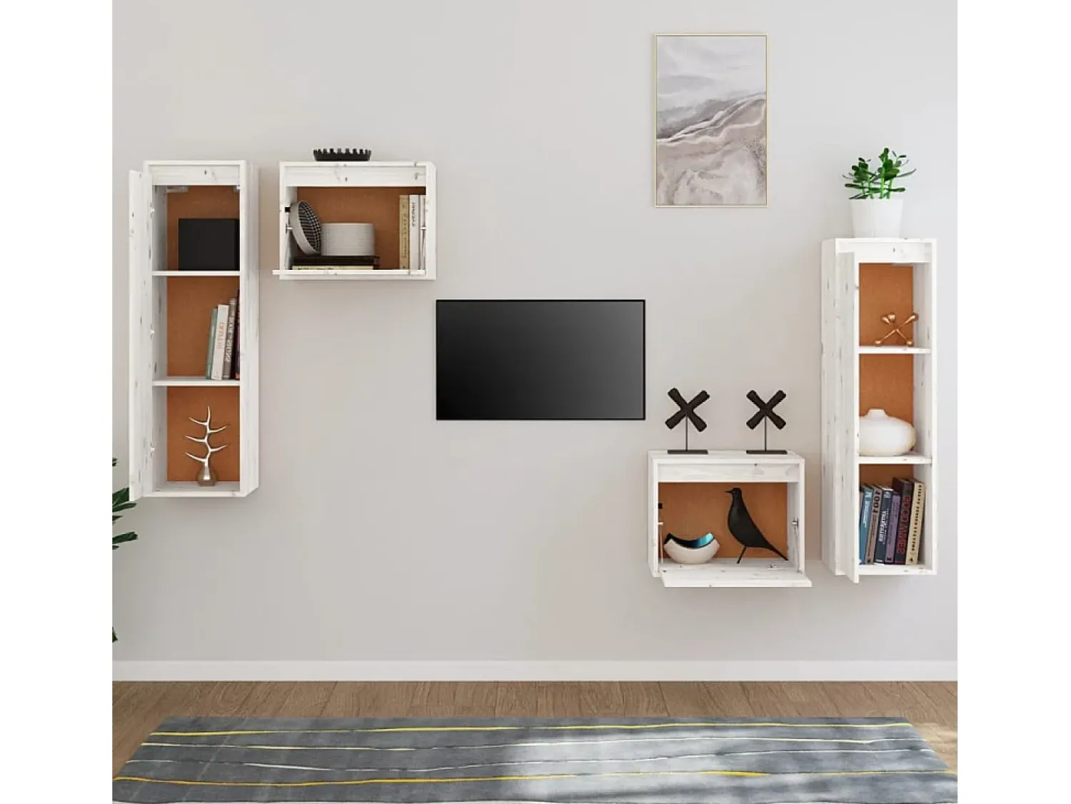 Móvel De Tv* Móveis de TV 4 pcs madeira de pinho maciça PT339109 Branco
