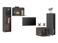 Móvel De Tv* Móveis de TV 4 pcs madeira de pinho maciça PT522477 Cinzento