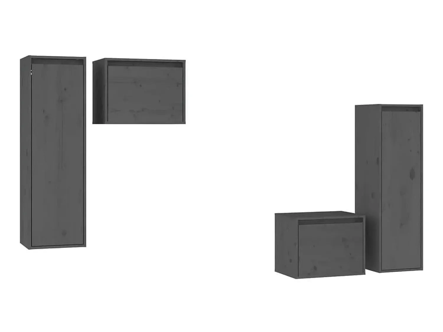 Móvel De Tv* Móveis de TV 4 pcs madeira de pinho maciça PT522477 Cinzento