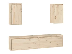 Móvel De Tv| Móveis de TV 4 pcs madeira de pinho maciça PT613017 Castanho
