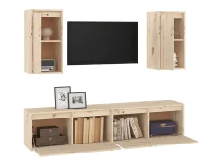 Móvel De Tv| Móveis de TV 4 pcs madeira de pinho maciça PT613017 Castanho