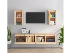 Móvel De Tv| Móveis de TV 4 pcs madeira de pinho maciça PT613017 Castanho