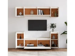 Móvel De Tv* Móveis de TV 6 pcs madeira de pinho maciça PT778826 Branco