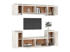 Móvel De Tv* Móveis de TV 6 pcs madeira de pinho maciça PT778826 Branco