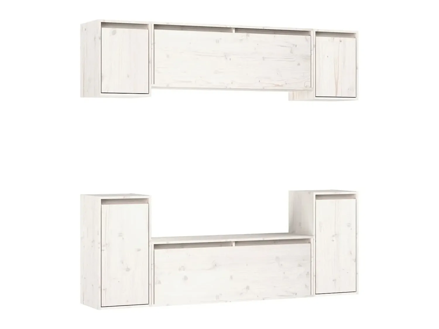 Móvel De Tv* Móveis de TV 6 pcs madeira de pinho maciça PT778826 Branco