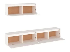 Móvel De Tv* Móveis de TV 3 pcs madeira de pinho maciça PT996122 Branco