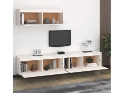 Móvel De Tv* Móveis de TV 3 pcs madeira de pinho maciça PT996122 Branco