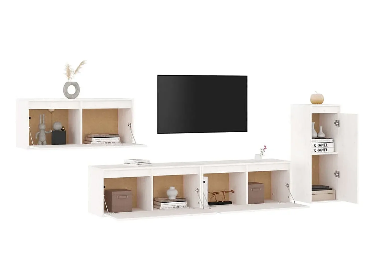 Móveis de TV 4 pcs madeira de pinho maciça PT294316^ Móvel De Tv
