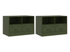 Móveis de TV 2 pcs 67x39x44 cm aço azeitona PT514604^ Móvel De Tv