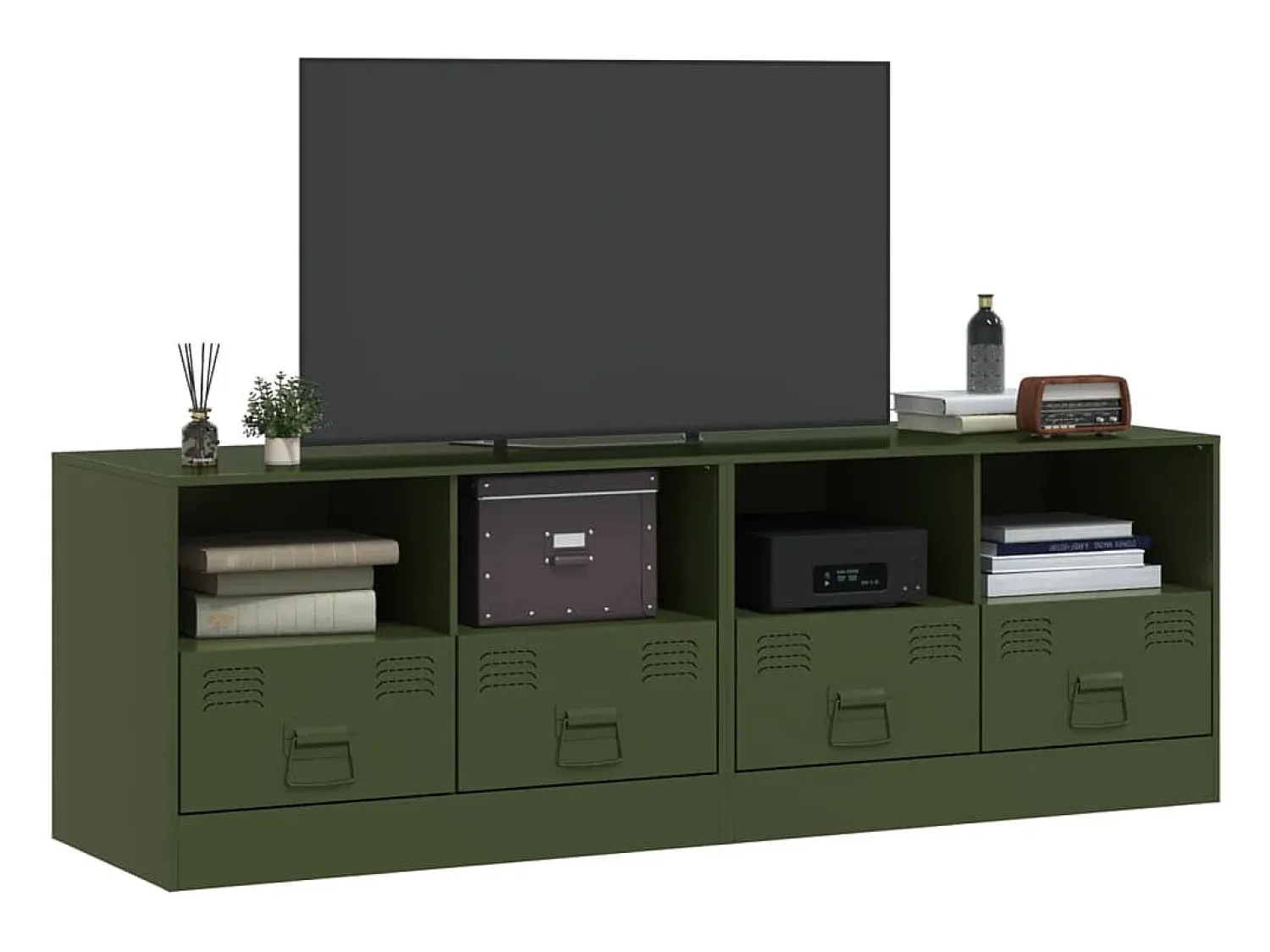 Móveis de TV 2 pcs 67x39x44 cm aço azeitona PT514604^ Móvel De Tv