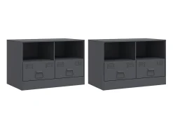 Móvel De Tv| Móveis de TV 2 pcs 67x39x44 cm aço antracite PT758721 Cinza antracite