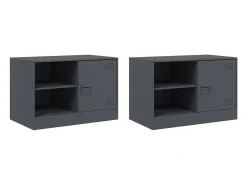 Móveis de TV 2 pcs 67x39x44 cm aço antracite PT676200^ Móvel De Tv