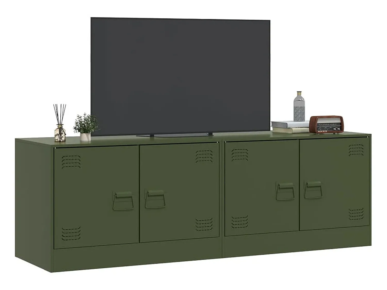 Móveis de TV 2 pcs 67x39x44 cm aço azeitona PT120190^ Móvel De Tv