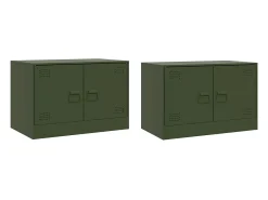 Móveis de TV 2 pcs 67x39x44 cm aço azeitona PT120190^ Móvel De Tv