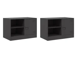 Móvel De Tv| Móveis de TV 2 pcs 67x39x44 cm aço PT487127 Preto