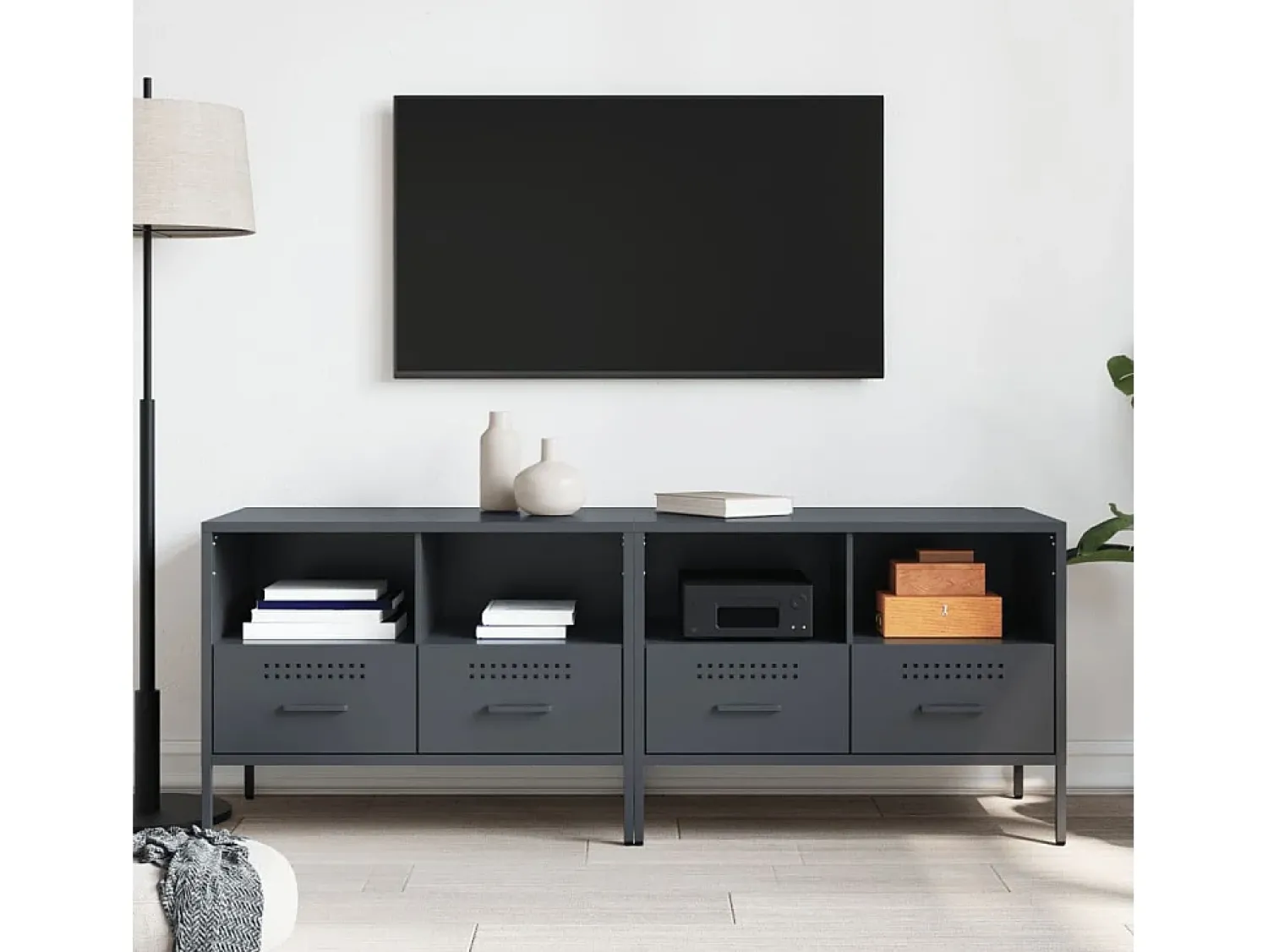 Móvel De Tv| Móveis de TV 2 pcs 68x39x50,5 cm aço antracite PT842877 Cinza antracite