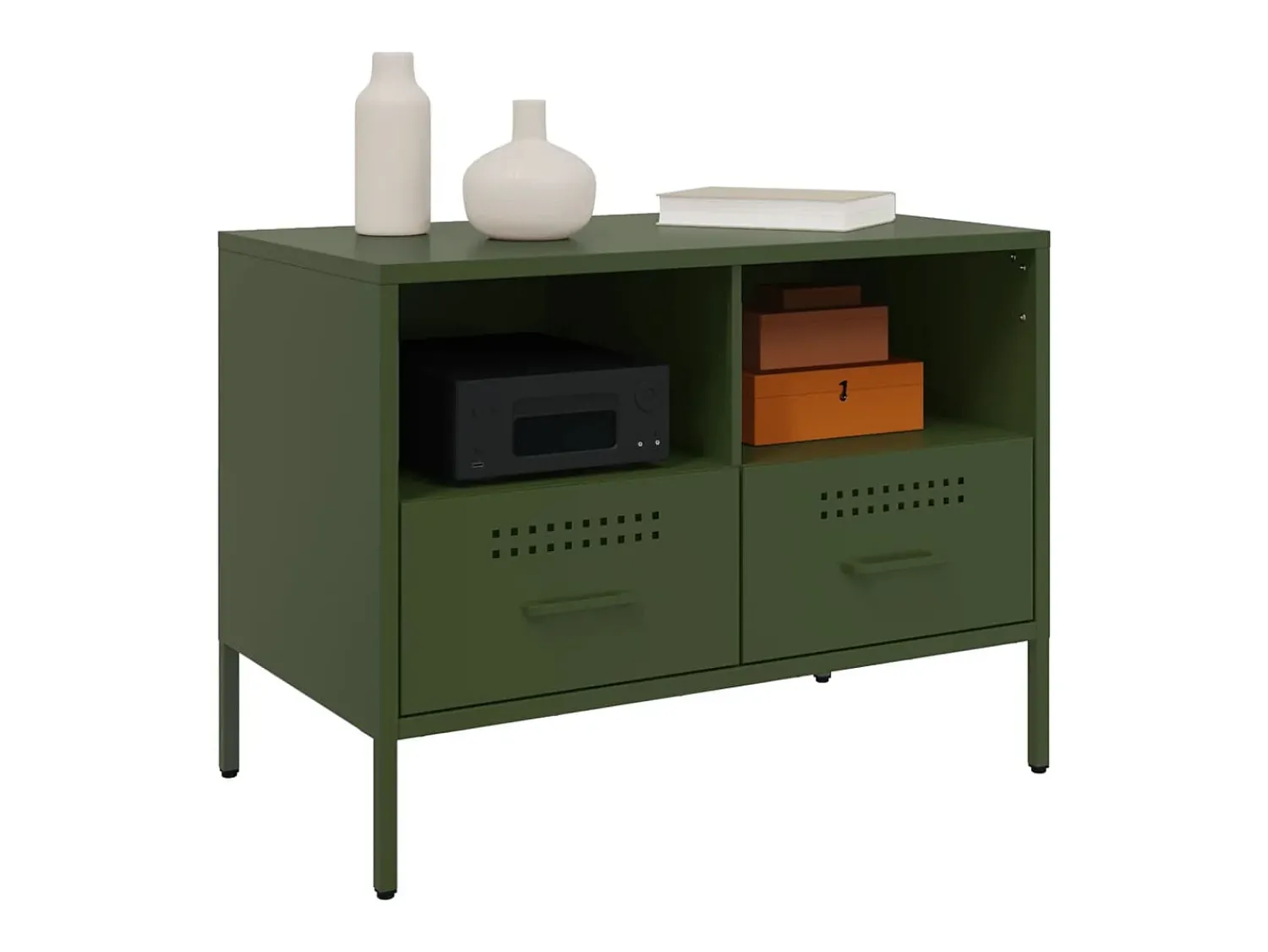 Móveis de TV 2 pcs 68x39x50,5 cm aço -azeitona PT405896^ Móvel De Tv
