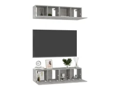 Móvel De Tv| Móveis de TV 4 pcs 60x30x30 cm contraplacado cimento PT498774 Cinzento