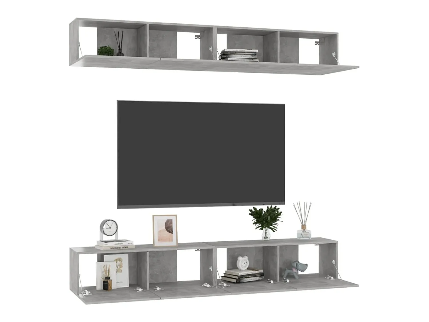Sale Móveis de TV 4 pcs 100x30x30 cm contraplacado cimento PT422382 Cinzento