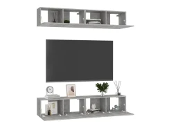 Outlet Móveis de TV 4 pcs 80x30x30 cm contraplacado cimento PT437467 Cinzento