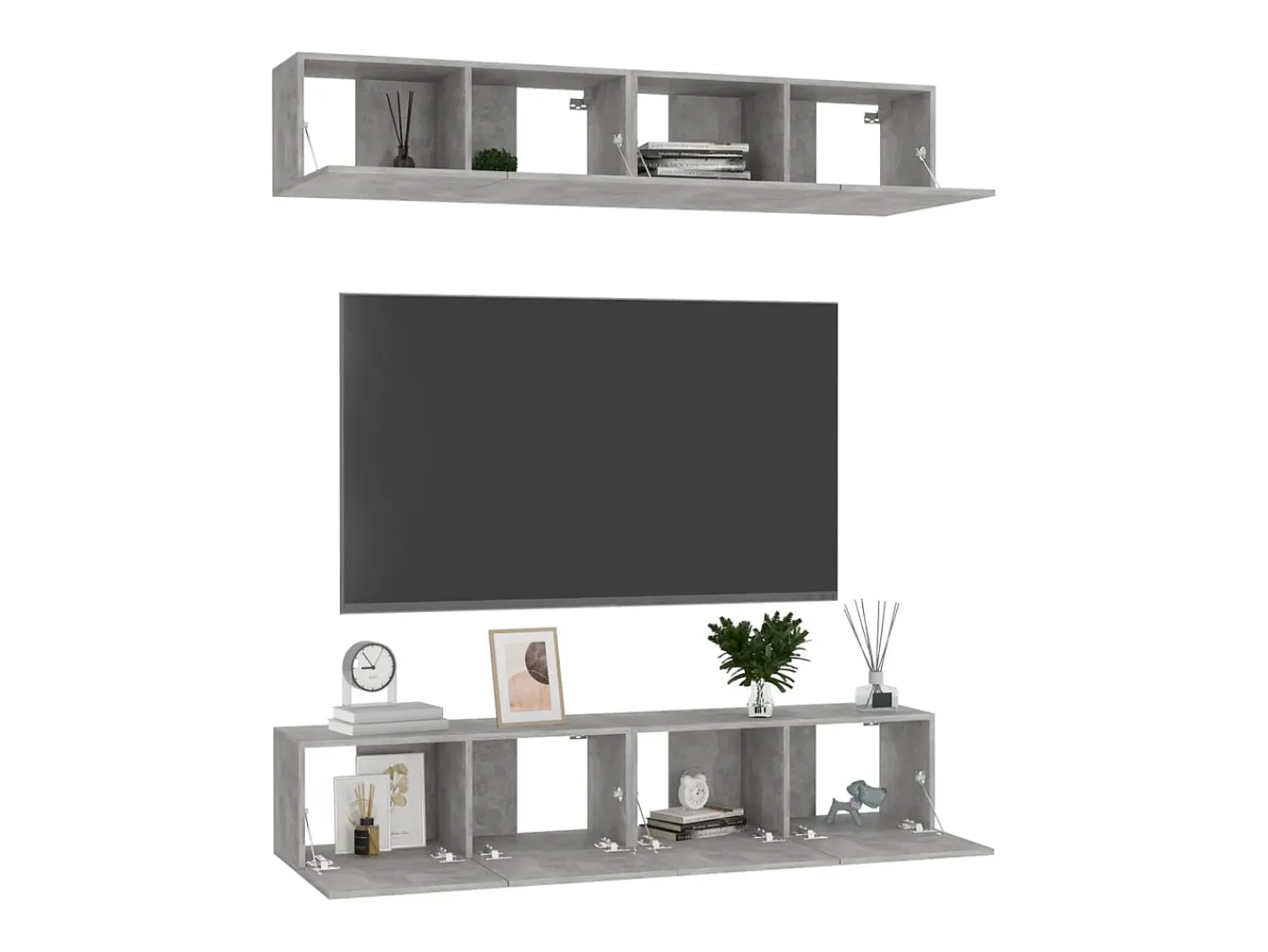 Outlet Móveis de TV 4 pcs 80x30x30 cm contraplacado cimento PT437467 Cinzento