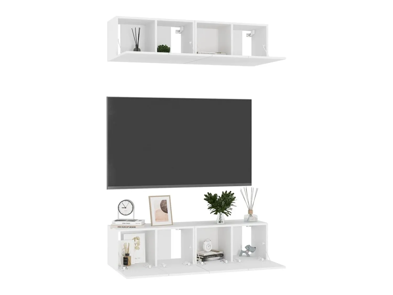 Móvel De Tv* Móveis de TV 4 pcs 60x30x30 cm contraplacado PT257213 Branco