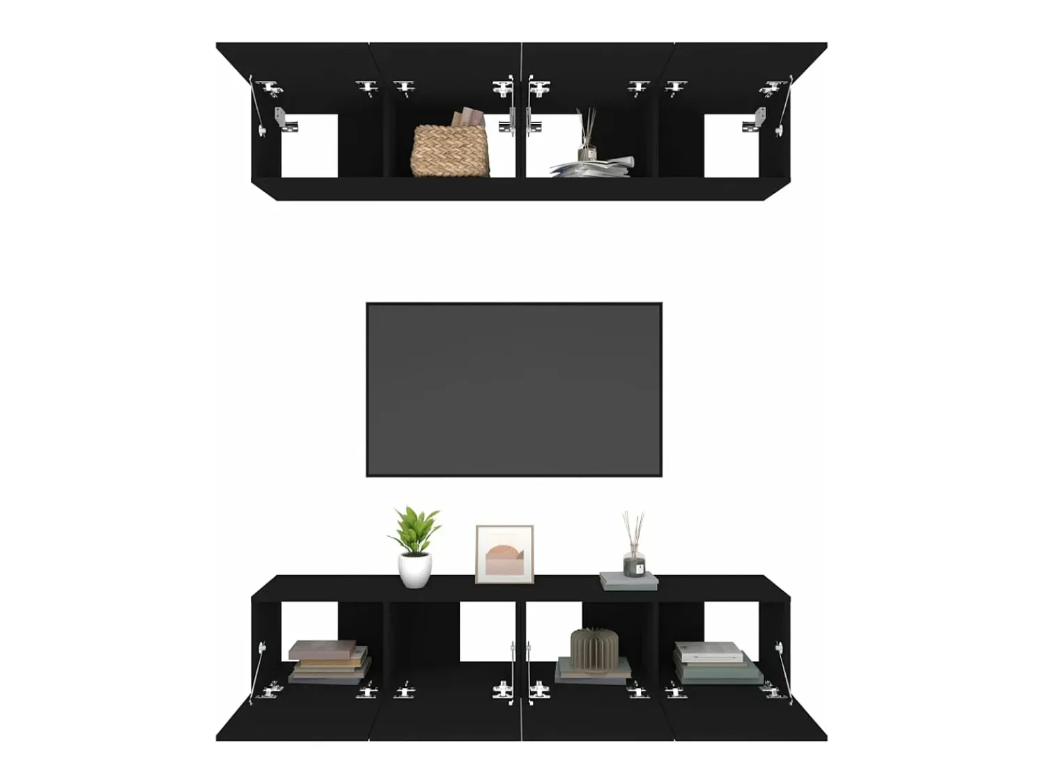 Outlet Móveis de TV 4 pcs 80x30x30 cm derivados de madeira PT613260 Preto