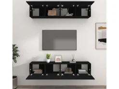 Outlet Móveis de TV 4 pcs 80x30x30 cm derivados de madeira PT613260 Preto