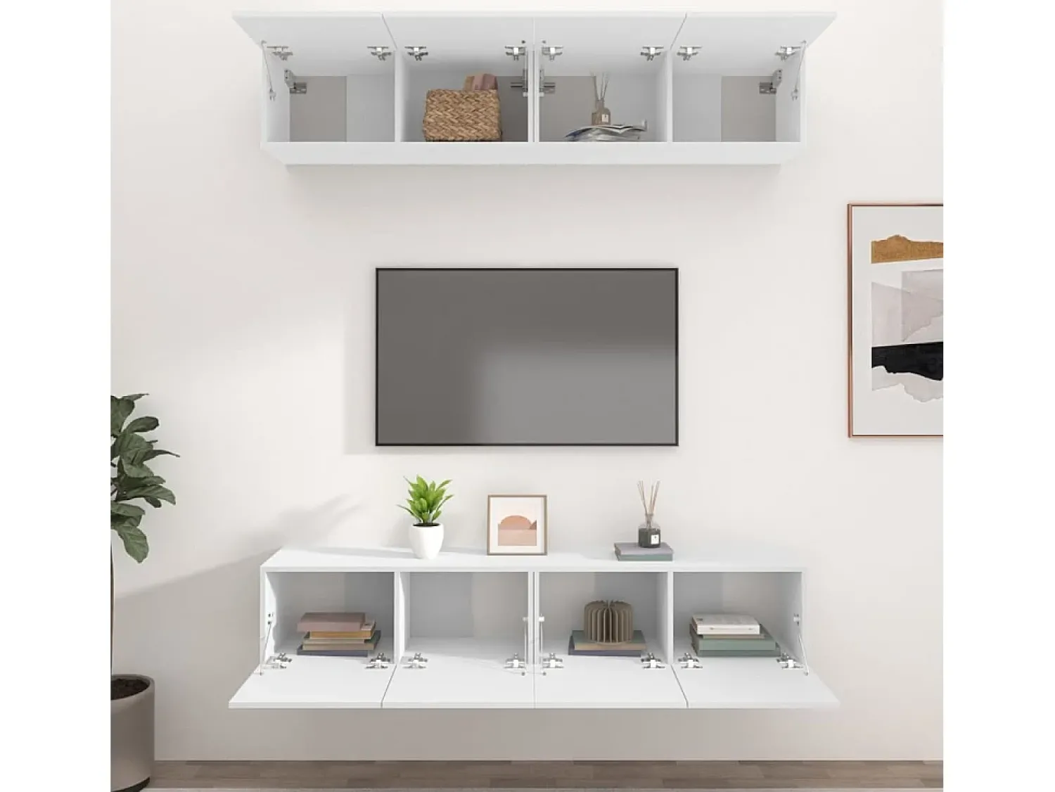 Móvel De Tv| Móveis de TV 4 pcs 80x30x30 cm derivados de madeira PT452584 Branco