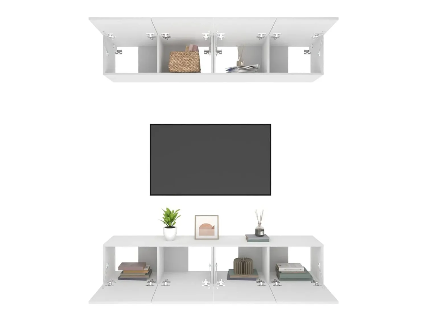 Móvel De Tv| Móveis de TV 4 pcs 80x30x30 cm derivados de madeira PT452584 Branco