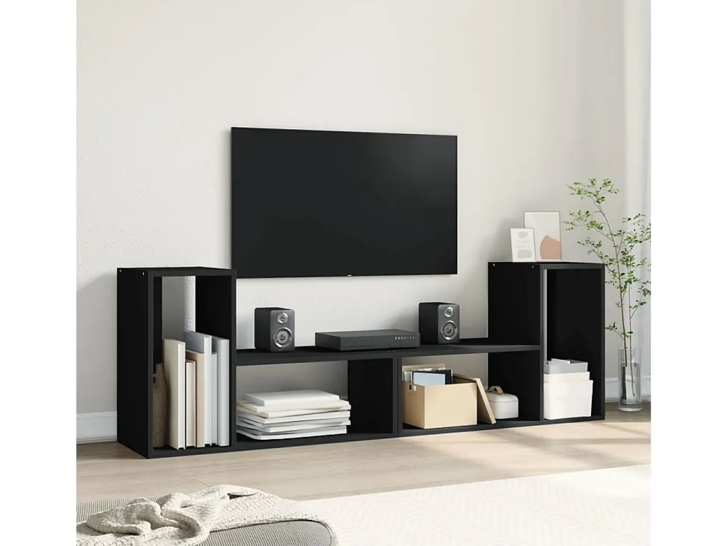 Móvel De Tv* Móveis de TV 2 pcs 75x30x50 cm derivados de madeira PT647895 Preto
