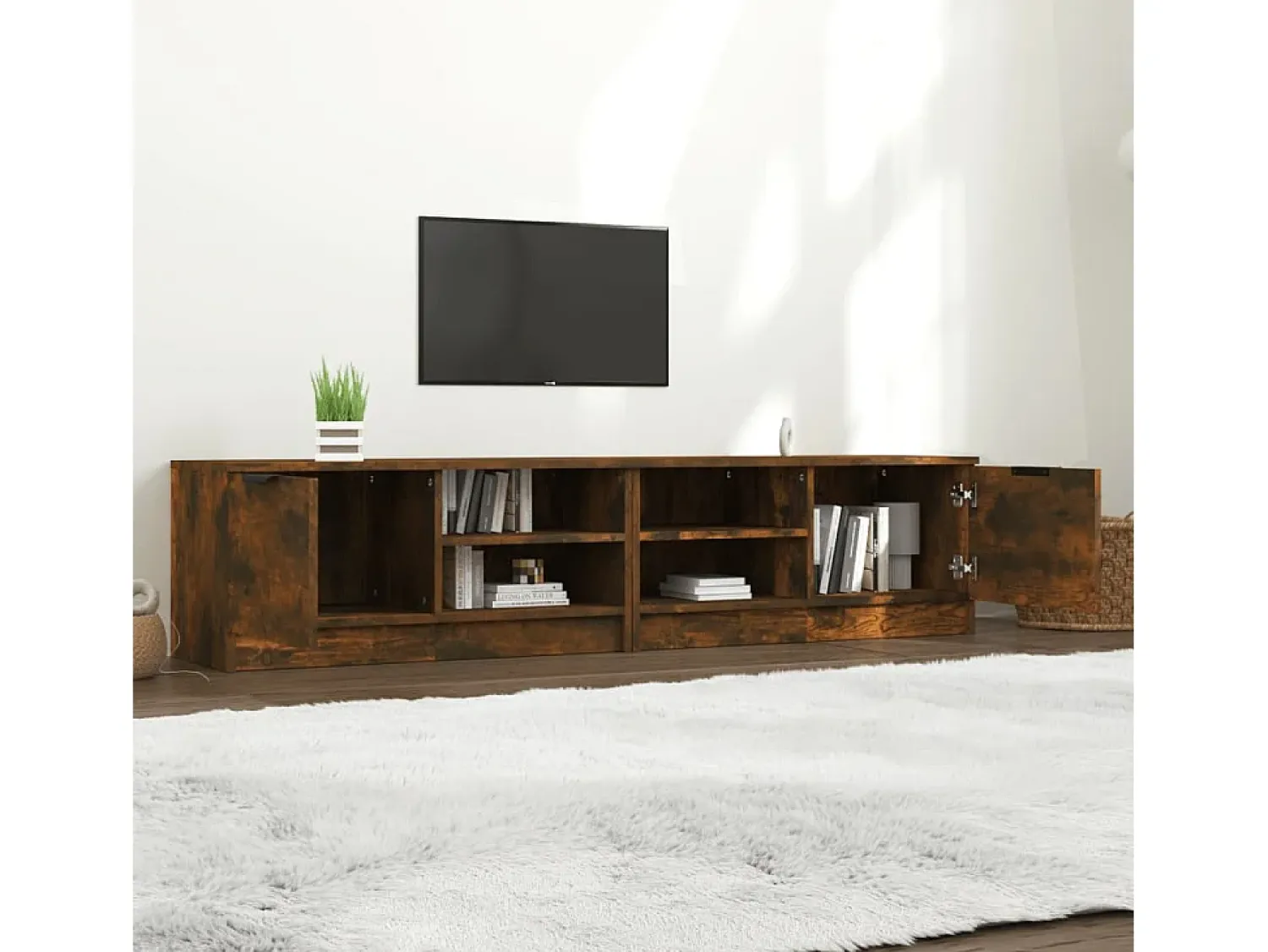 Móvel De Tv| Móveis de TV 2 pcs 80x35x36,5 cm madeira proc. carvalho fumado PT918718 Castanho