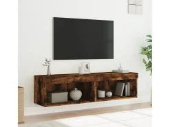 Sale vidaxl Móveis de TV c/ luzes LED 2 pcs 60x30x30 cm carvalho fumado Castanho