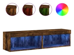 Sale vidaxl Móveis de TV c/ luzes LED 2 pcs 60x30x30 cm carvalho fumado Castanho