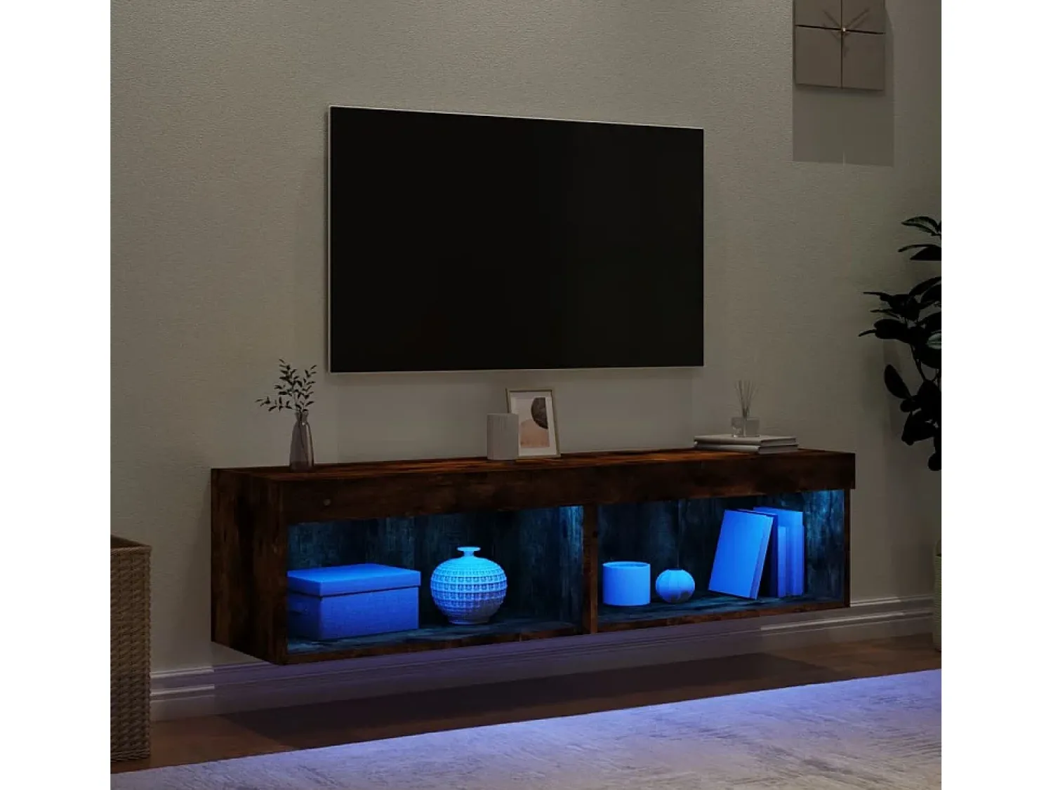 Discount Móveis de TV c/ luzes LED 2 pcs 60x30x30 cm carvalho fumado PT775028 Castanho