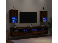 Móveis de TV c/ luzes LED 2 pcs 30,5x30x60 cm carvalho fumado PT776032^ Móvel De Tv